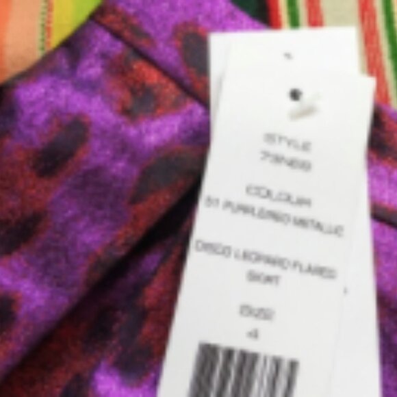 Disco Purple Lantern Skirt Metallic Leopard Size 6 - Picture 4 of 7